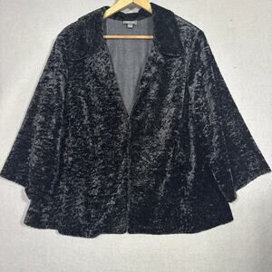 Dressbarn Woman Jet Black Velvet Cape Jacket 18 20 Soft Glam Goth Luxe Statement